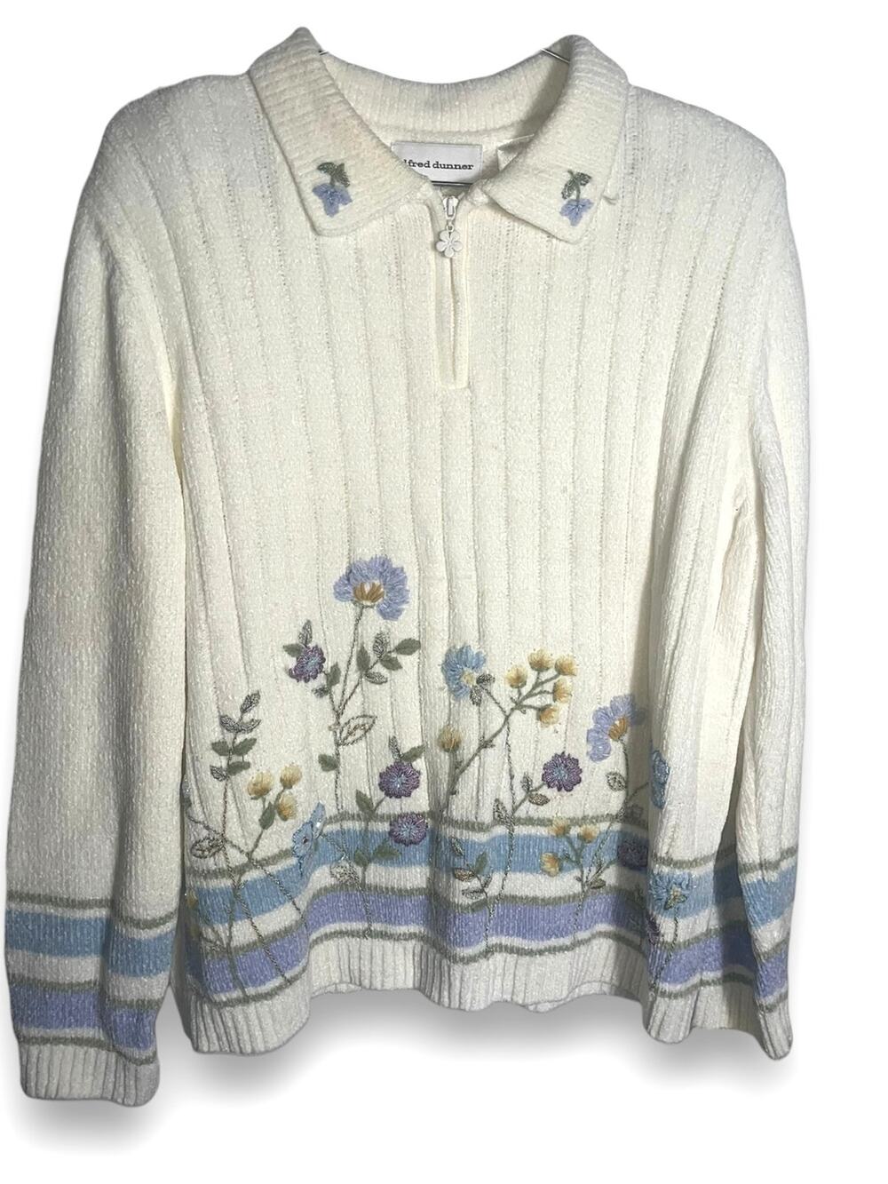 Vintage 1990's Alfred Dunner ¾  zipper cozy sweater | Size L | EUC